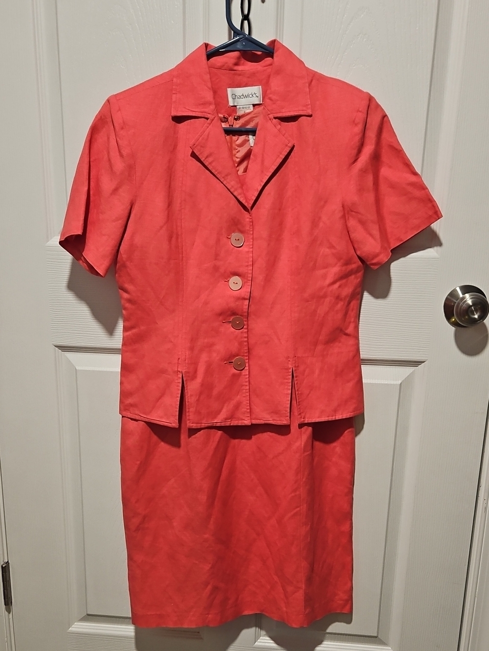 Chadwicks Y2K Coral-Red Short Sleeve Jacket & Dress Set
